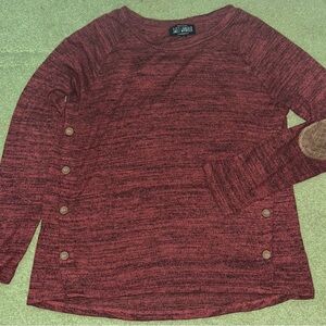 Burgundy Sweater with Eñbow Patches